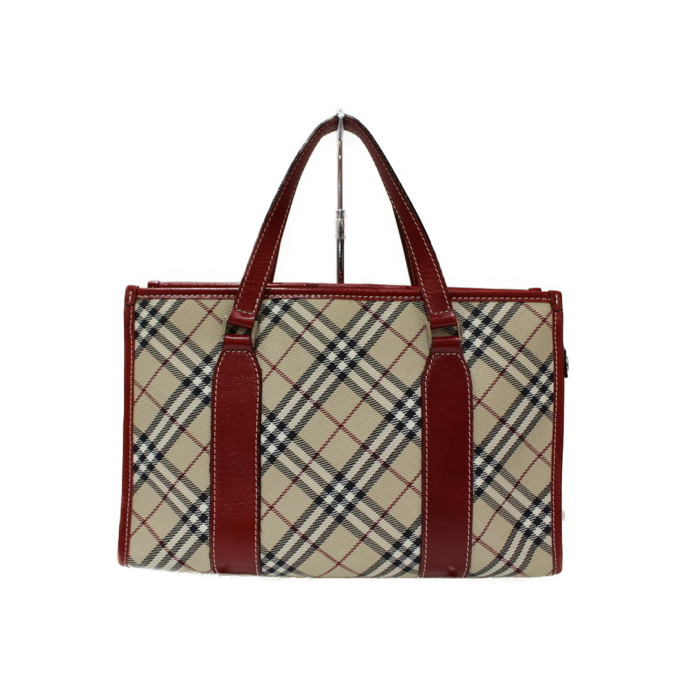 Burberry Leather Beige Nova Handbag Check Canvas Tan Red - Picture 2 of 7